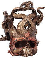 Stojak na butelki - Tentacled Steampunk Skull
